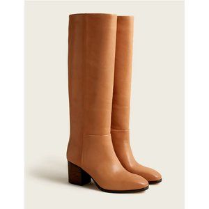 J. Crew $348 Sadie Knee-High Boots Leather Toasted Wheat Size 10.5M BA567